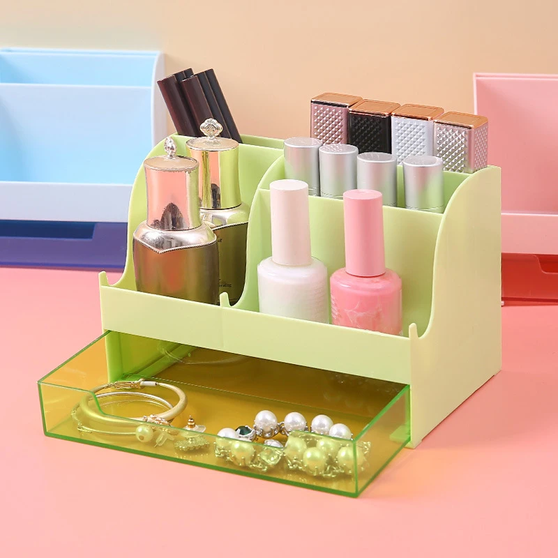 

Desktop Organizer Large Capacity Desk Makeup Accessories Pen Holder With Drawer Pencil Storage Box School Office Stationery
