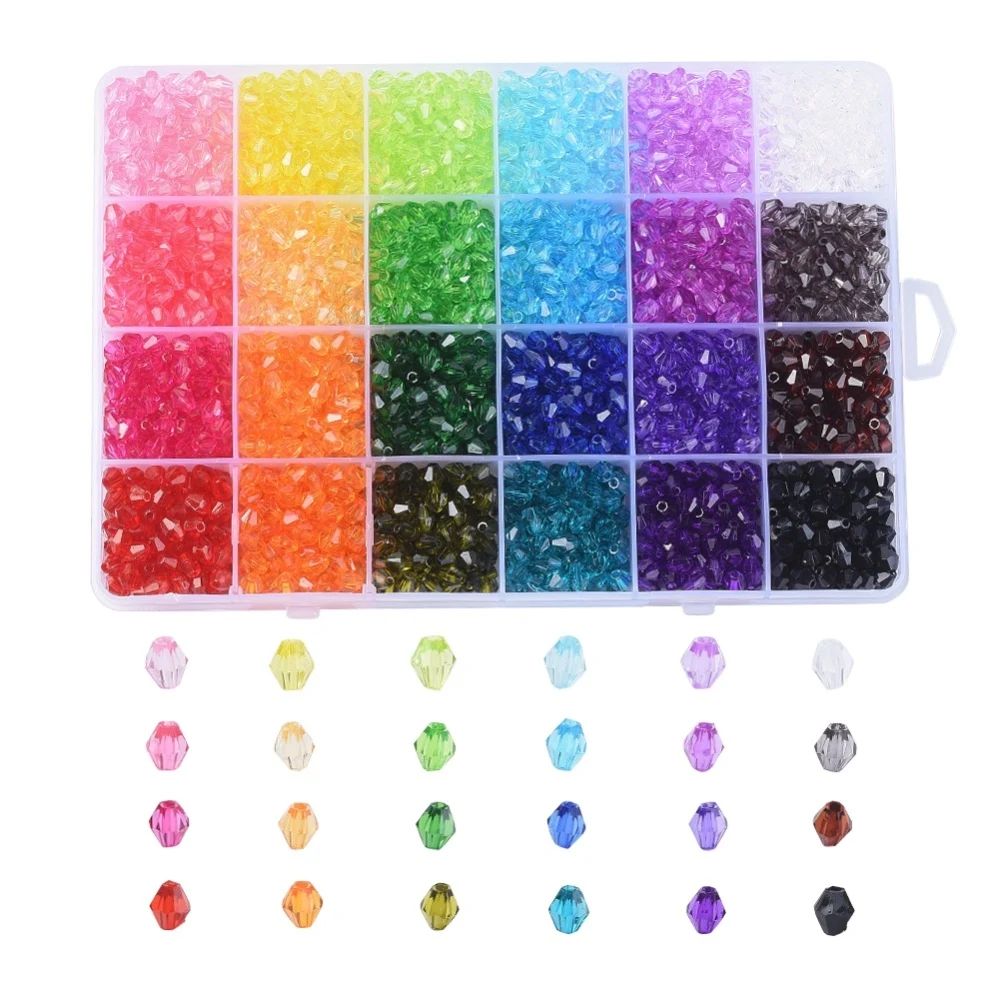 

1Box Transparent Acrylic Beads Bicone Mixed Color 6x5.5mm Hole: 2mm about 2928pcs/box