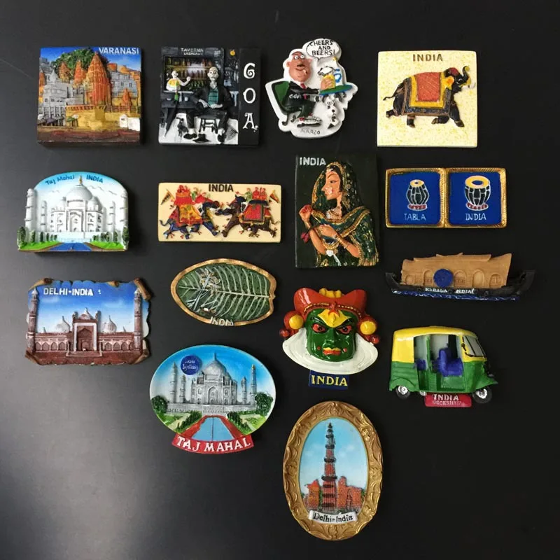 

India Tourism Commemorative Decorative Crafts Painted Resin Magnet Refrigerator Magnets