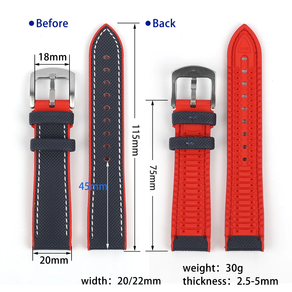 Silicone Rubber+Oxford Fabric Watch Strap 20mm 22mm Waterproof Breathable Watchbands for Men Women Watches Accessories