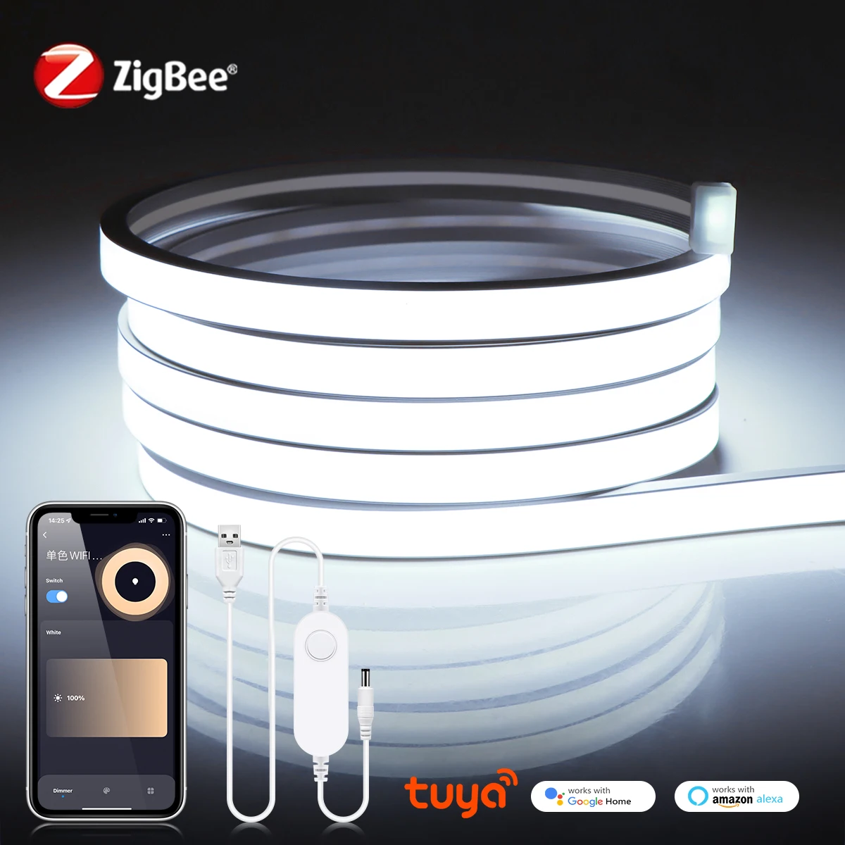 Светодиодная лента ZigBee с Wi-Fi LED лампа регулируемой яркостью контроллером 5 В USB