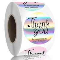 50 500pcs 1 inch thank you stickers colorful hot stamping laser sticker scrapbooking supplies stationery self adhesive label