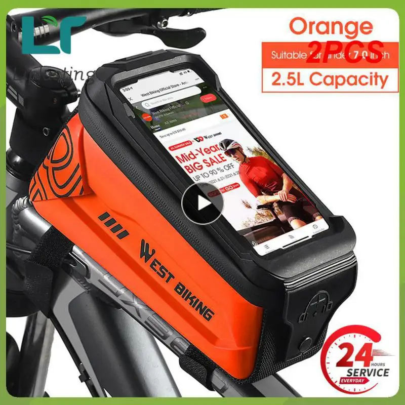 

2PCS BIKING Hard Shell TPU Bicycle Bag Touchscreen 6-7.4" Phone Stand Waterproof Front Beam Bag MTB Road Bike Cycling Equipment