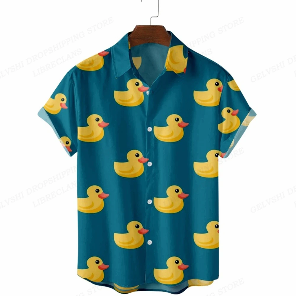 

Duck 3d Printed Beach Shirts Men Women Hawaiian Shirt Casual Short Sleeve Blouses Men's Oversized Vocation Lapel Camisas Duck
