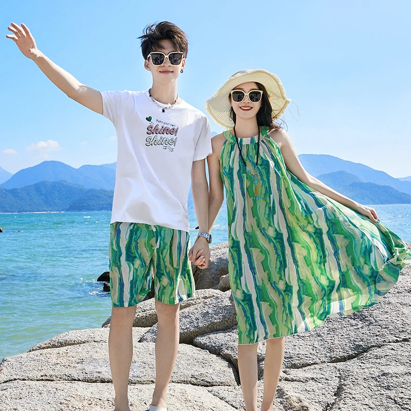 Семейные одинаковые наряды летнее пляжное богемное платье хлопковая футболка