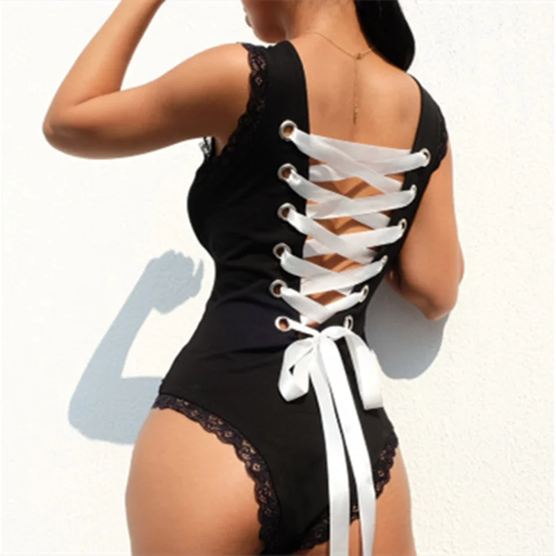 Женский сексуальный кружевной Леопардовый облегающий Боди без рукавов с