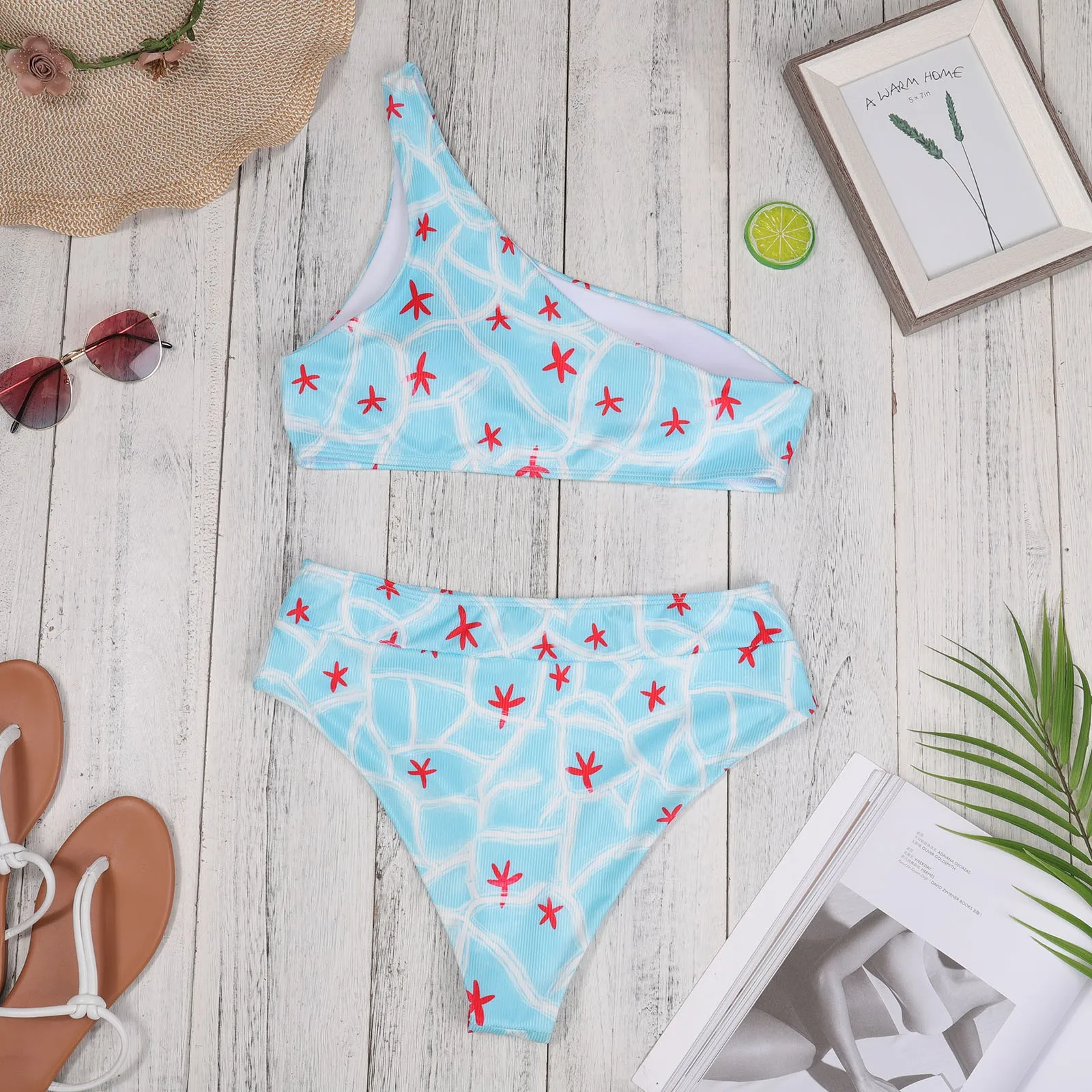 

Women One Shoulder Bikini Set Two Piece Swimsuit High Waist Mid Cut Ruched Removable Soft Ladies 2 Piece Skirt Suits Size 16