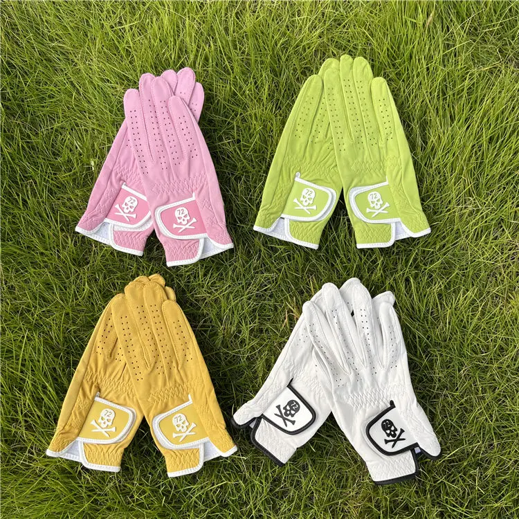 

Golf gloves Women's hands lambskin color anti-skid breathable wear-resistant genuine leather golf glove skull
