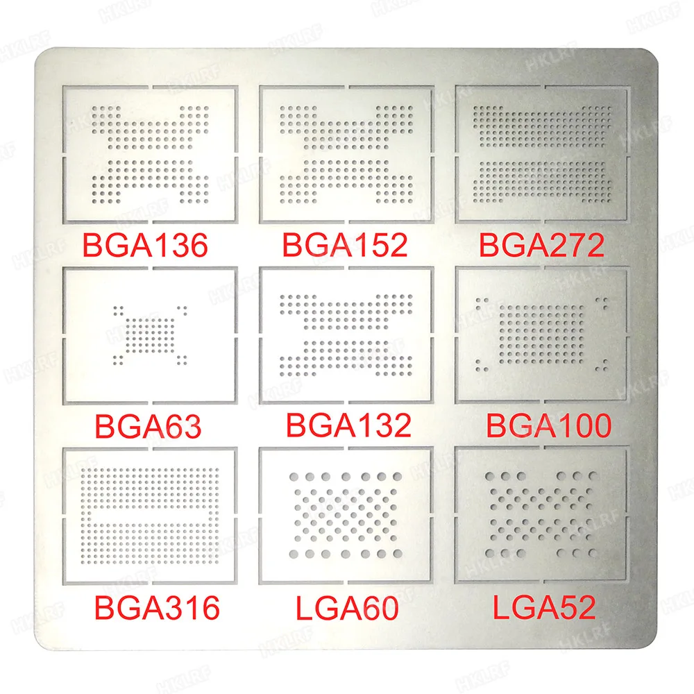 Трафарет Mechanic iTin27 9 в 1 BGA для реболлинга BGA136 BGA152 BGA272 BGA63 BGA132 BGA100 BGA316 LGA60 LGA52 - купить