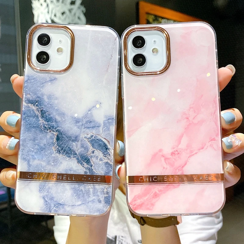 

Fashion Luxury Marble Phone Case For iPhone 12 11 Pro Max XR XS Max X 7 8 Plus SE 2020 Shockproof Bumper Back Cover