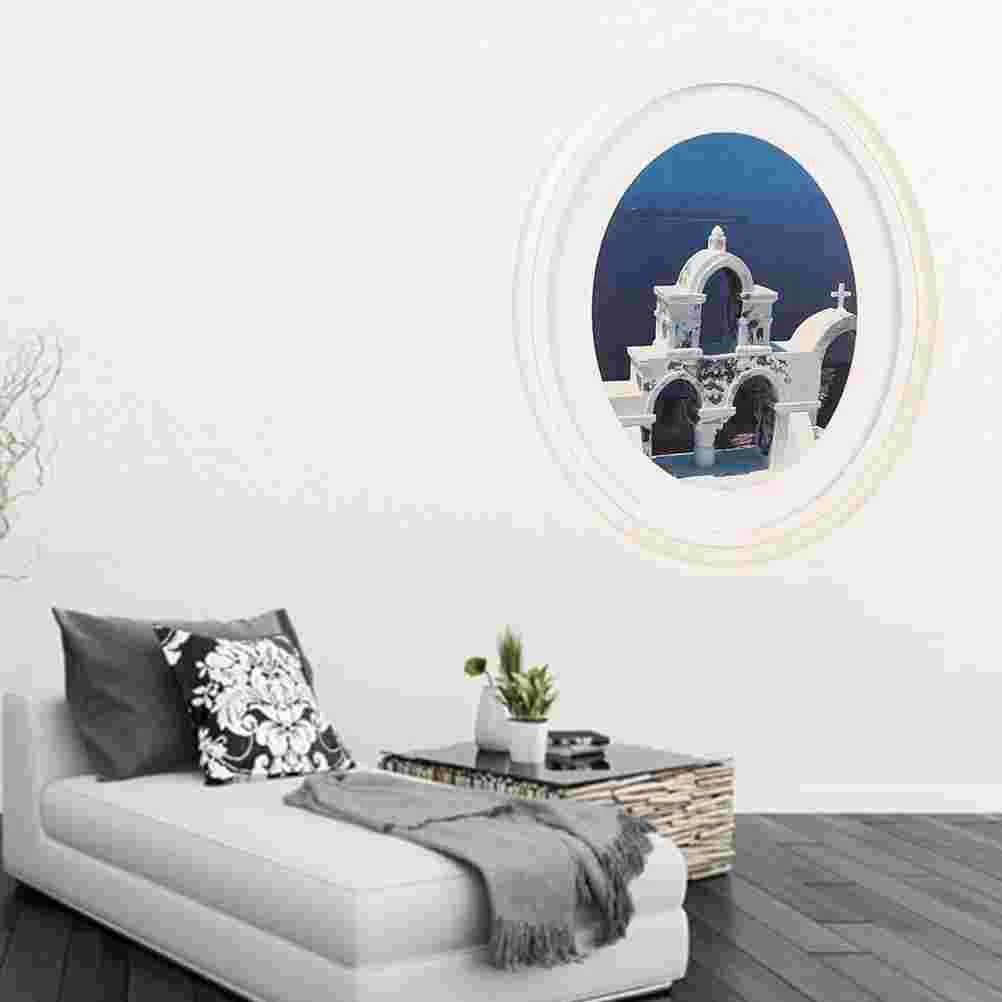 

Frame Picture Photo Oval Wall Frames Hanging Wooden Wood Home Decorating Tool Classic Display Decoration Decor White Collage