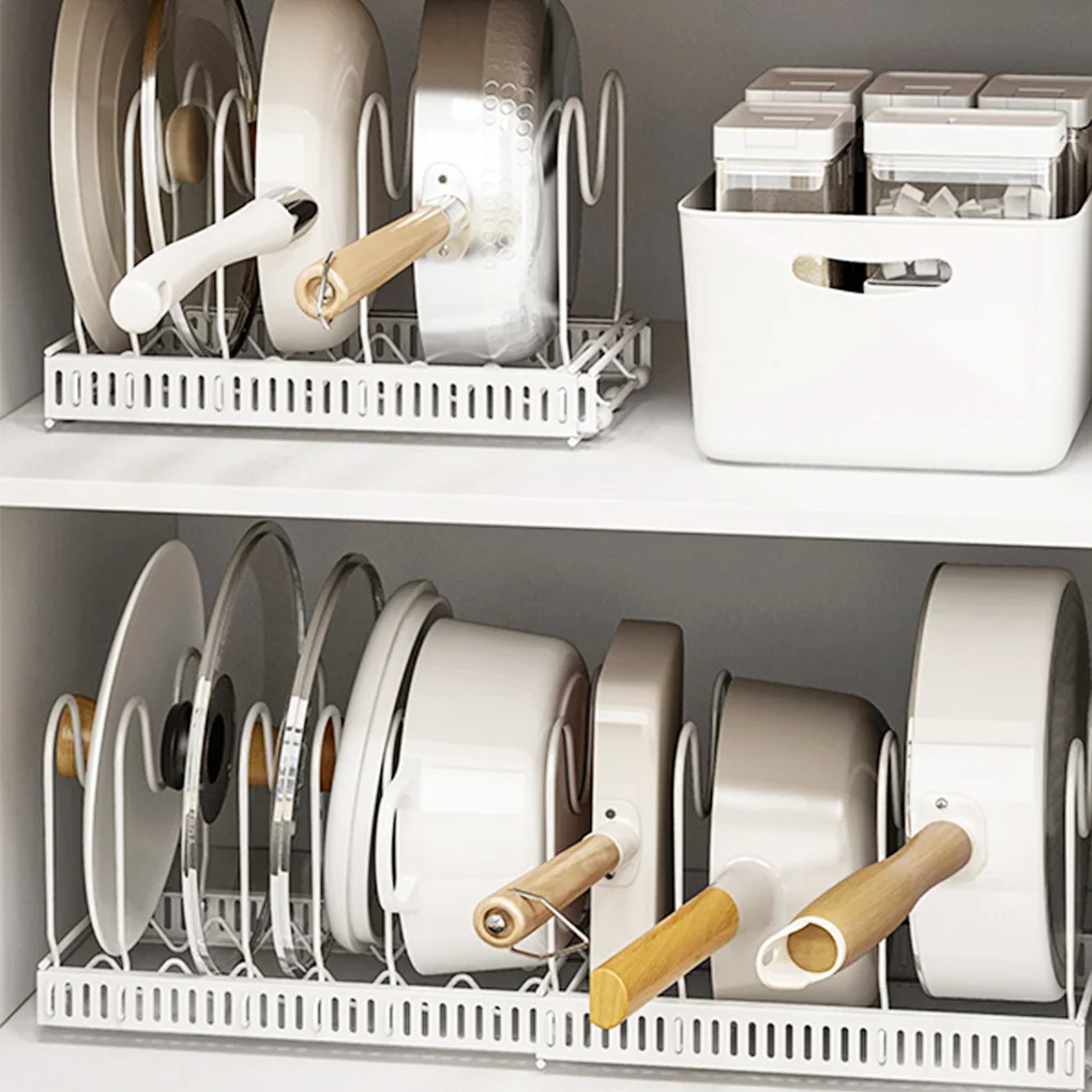 

Кухонная посуда, органайзер для крышек кастрюль, кухонная утварь, стойка для мисок, регулируемый держатель для крышки сковороды, сливной шк...