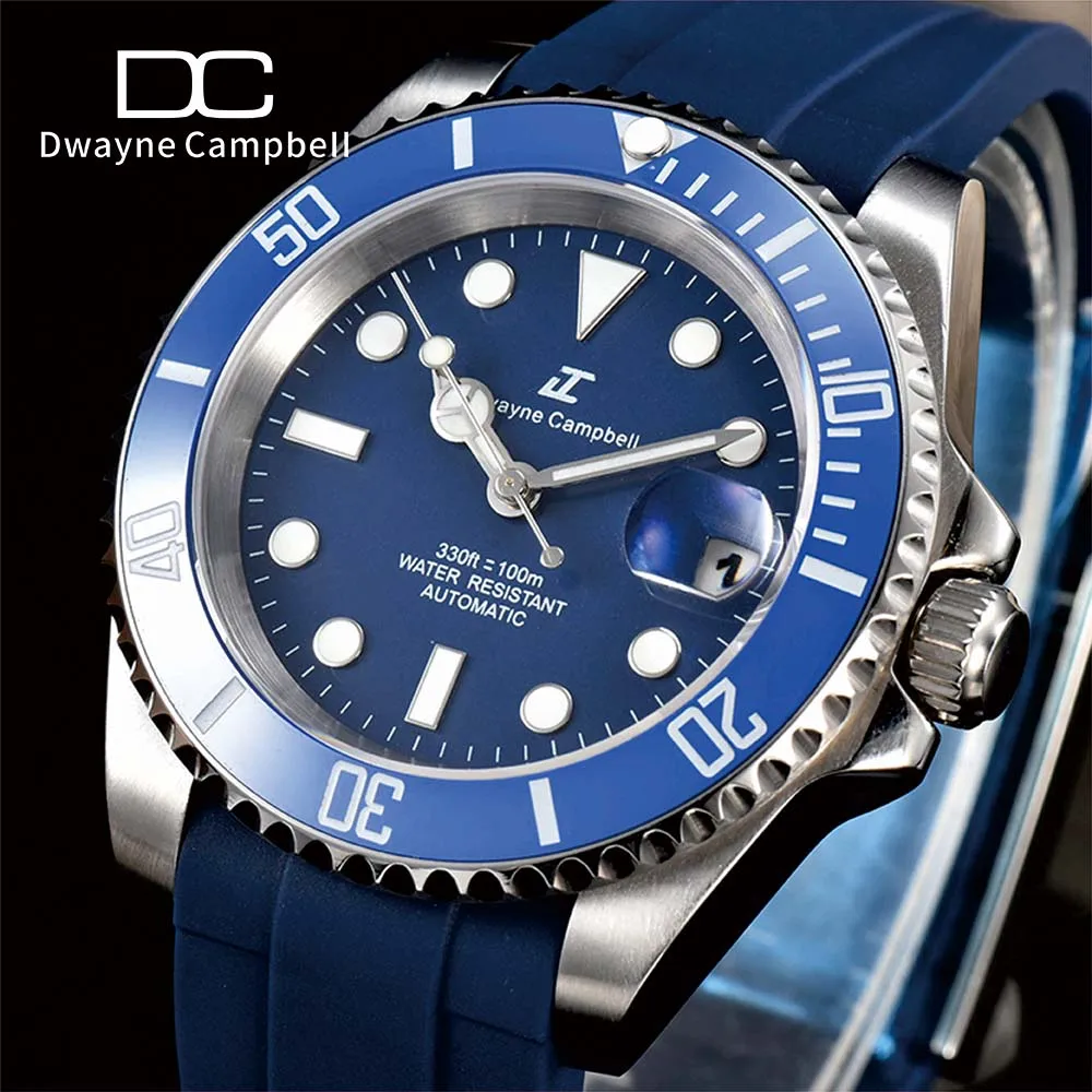 

40.5mm Diving Automatic Men's Watch NH35 Movement Ceramic Ring Waterproof Watch Sapphire GMT Case 20MM Rubber Belt