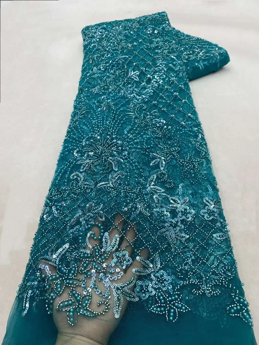 Африканские тяжелые бусины 2024 высокое качество 5 ярдов нигерийские блестки