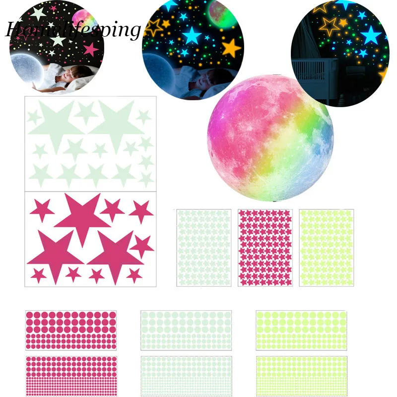 

Colorful Moon Luminous Wall Stickers For Kids Room Bedroom Ceiling Art Decals Home Decor Unicorn Stars Glow In The Dark Stickers