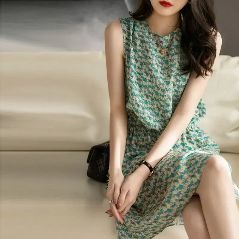 Ледяное прохладное зеленое шелковое платье с принтом бабочки один экспортный