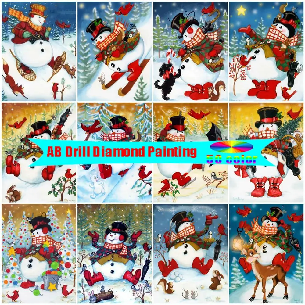 

AB алмазная живопись Снеговик Рождество вышивка крестиком Алмазная вышивка зимний пейзаж Стразы Картина Декор детской комнаты