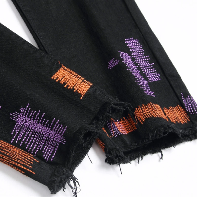 Fashion Irregular Distressed Ripped Jeans 2023 Casual Denim Pants Men Punk Biker Jeans Streetwear Slim Fit Hip Hop Pants Joggers