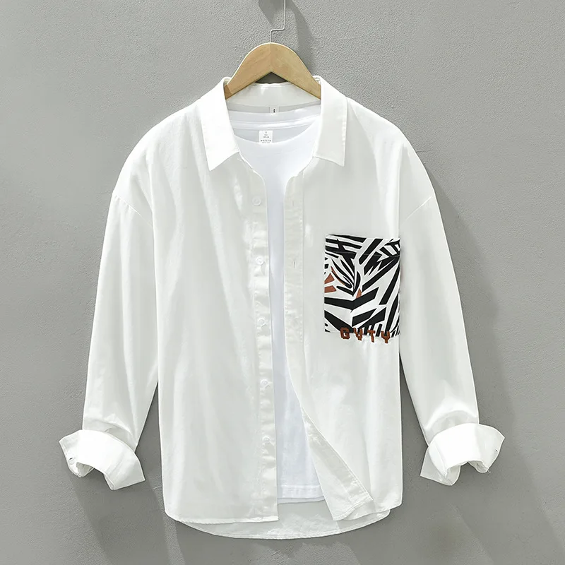 

2022 Spring Summer New Men Shirts Cotton Casual Long Sleeve 6009