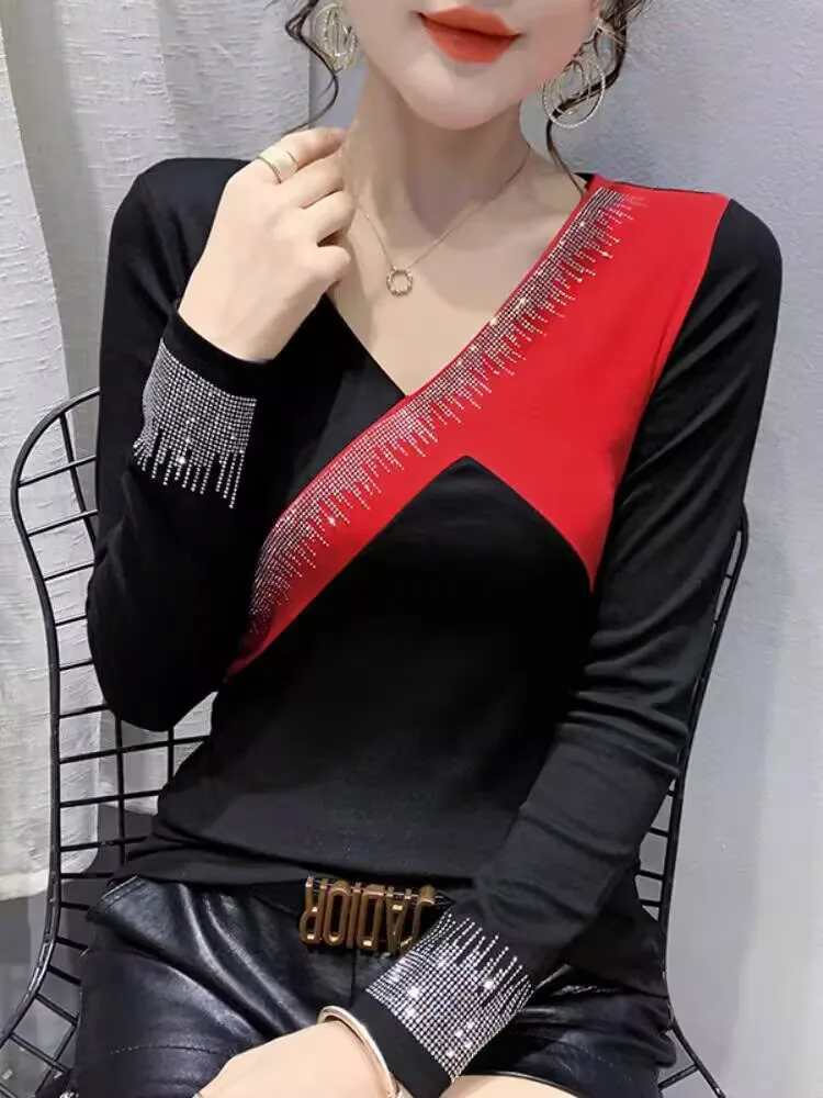 Элегантный комплект с бриллиантами повседневный M-3XL женский весенне-летний