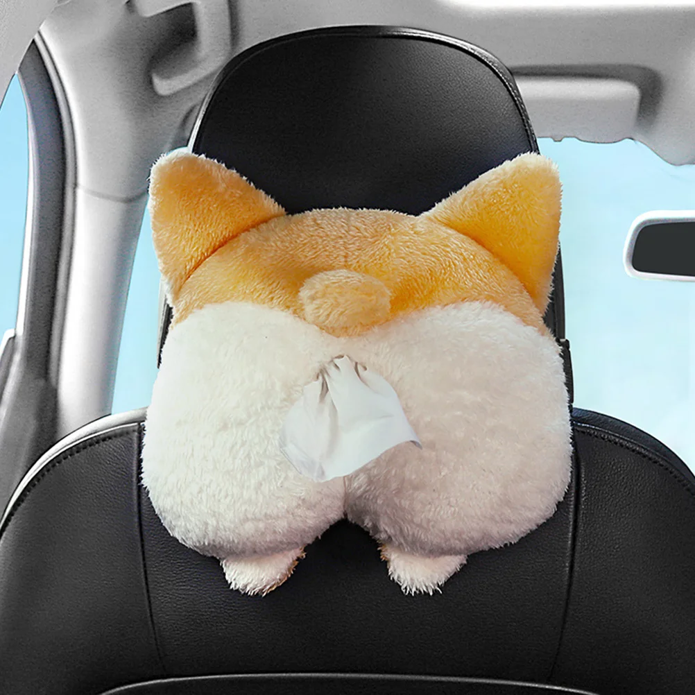 

Dual Used Creative Dog Butt Shaped Tissue Box Cover Adorable Paper Napkin Hangable Container for Home Car - Corgi