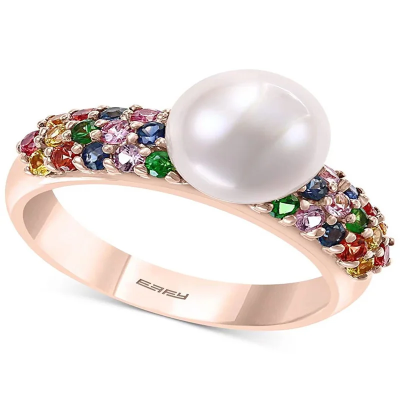 

Pearl Women's Ring Sweet Colorful Zircon Rhinestone Women's Wedding Ring Jewelry Accessories Wholesale