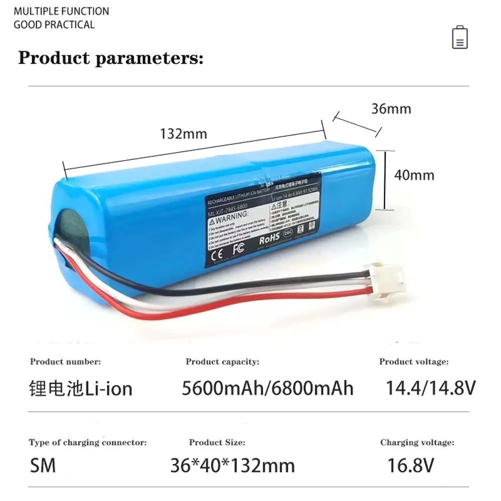 Аккумулятор 5200 мАч для пылесоса Proscenic M7 MAX Pro M8 U6 Philips FC8972 Haier TAB-T530S Lenovo LR1