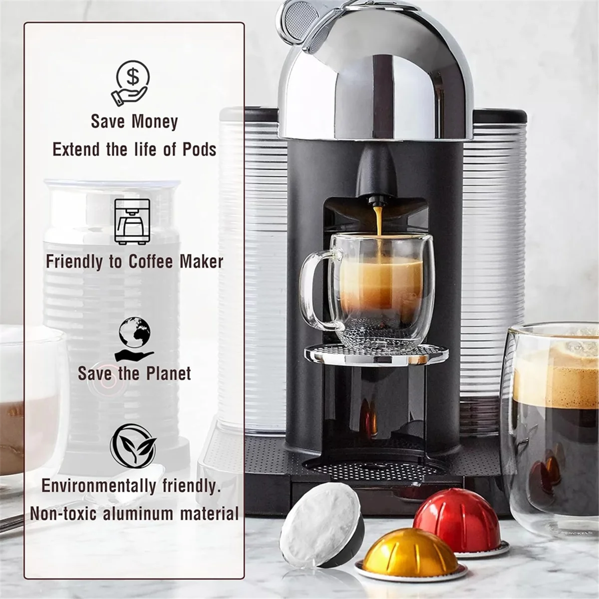 Крышки из алюминиевой фольги для многоразовых капсул Nespresso — Vertuoline и Vertuo