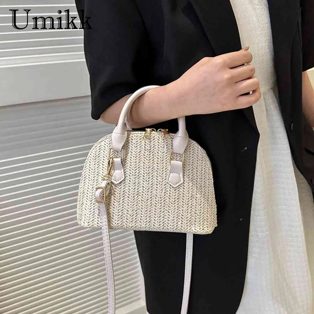 

Соломенные сумки для женщин, новинка 2023, плетеная сумка ручной работы из искусственной кожи, прошитая на работу, повседневные Простые порта...