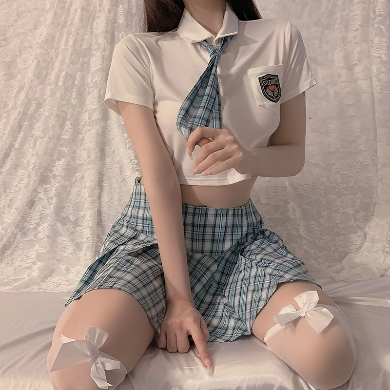 

Новинка 2022, сексуальное нижнее белье, Женская Студенческая форма, костюм японской школьницы, милая плиссированная юбка, Эротическая блузка, Женский чувственный аниме