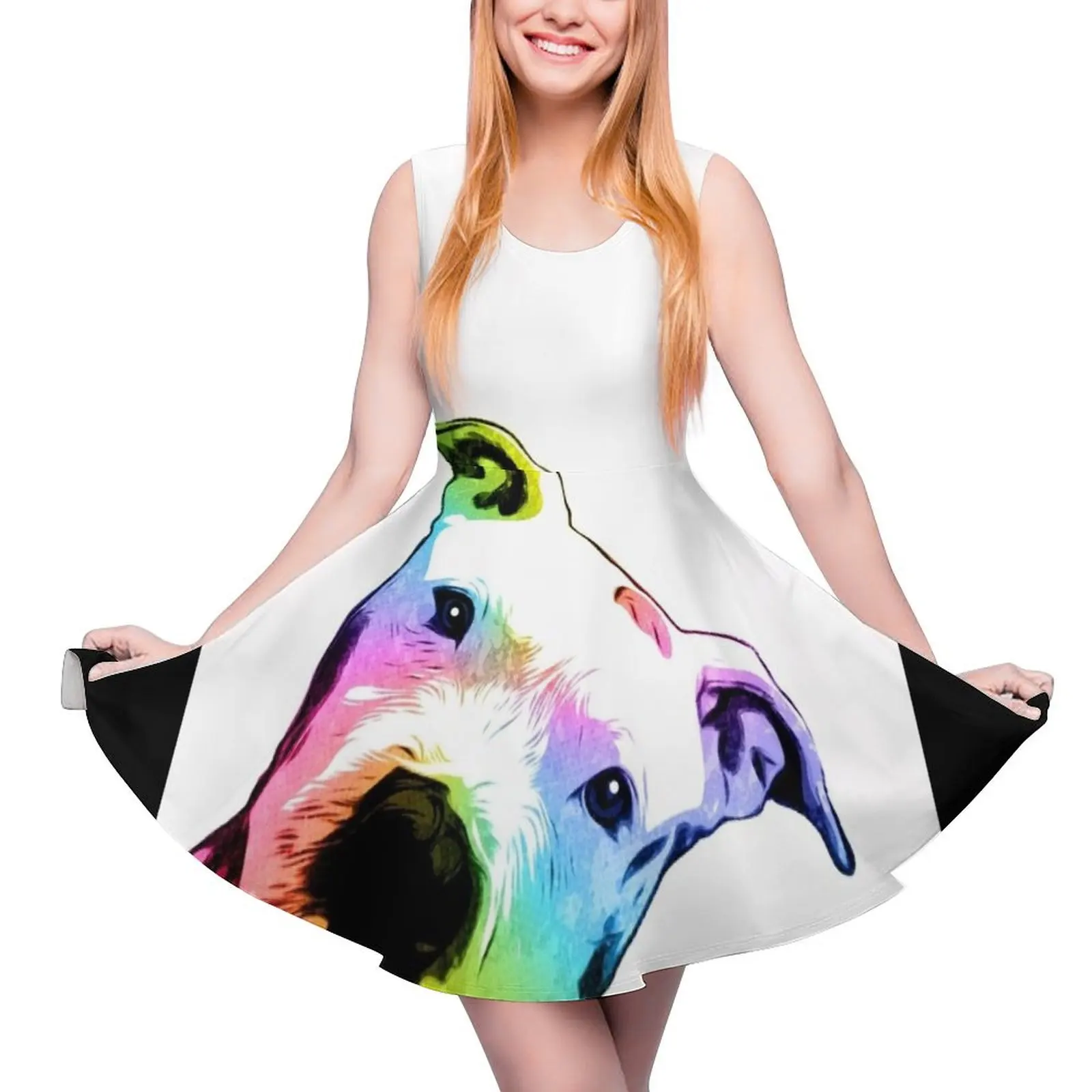 Женское платье без рукавов Радужное в стиле поп-арт летнее для выпускного вечера