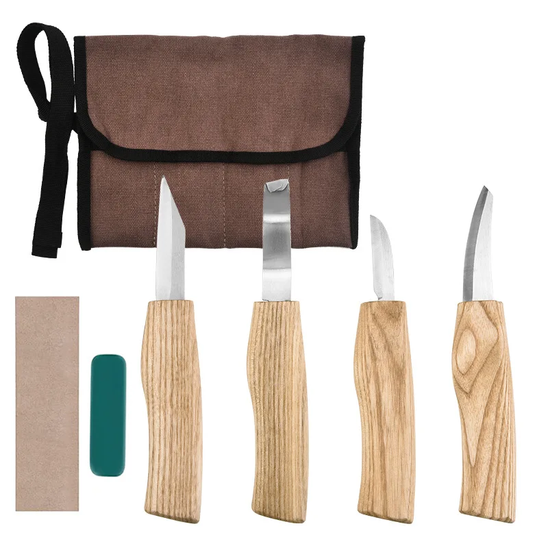 

7-in-1 ash wood chrome vanadium steel carving knife wood cutting knife scraping wood knife spoon knife woodworking carving set