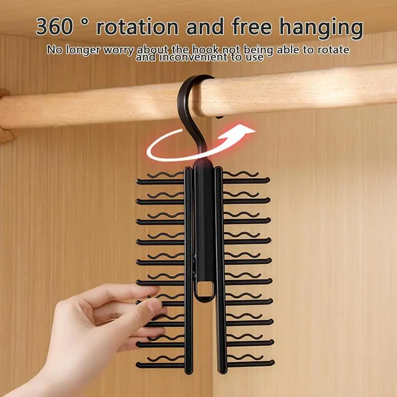 

Multi-Layer Tie Hanger With 20 Hooks Belt Tie Rack With 360 Swivel Necktie Scarf Shawl Storage Essentials For Closet Balcony