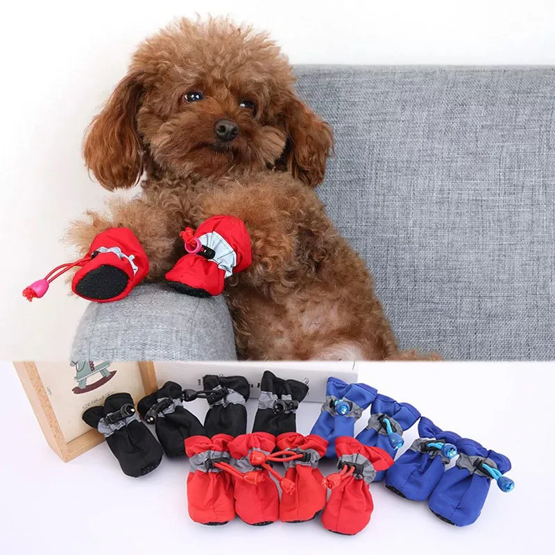 

Обувь для домашних животных, водонепроницаемые Нескользящие ботинки, носки для кошек, дождевые зимние ботинки, обувь, толстые теплые носки ...