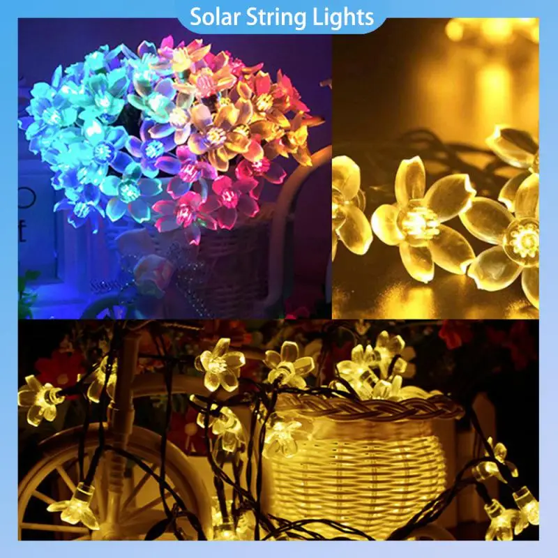 

Гирлянда Сакура на солнечной батарее, светодиодная лампа в виде цветка вишни, уличное украшение для свадьбы, вечеринки, сада, Рождества, s