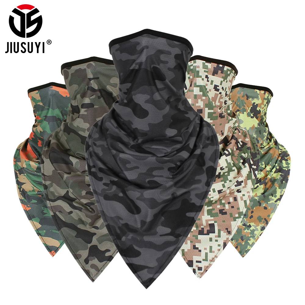 

Tactical Summer Scarf Tube Camo Face Cover Mask Scarves Military Triangle Bandana Windproof Neck Gaiter Black Headband Men Women