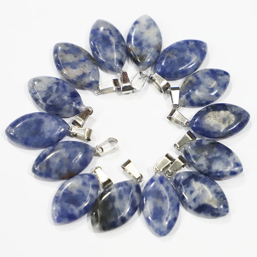 

New Natural Sodalite Stone Marquise Pendants Reiki Charms DIY Jewelry Necklace Accessories Making Wholesale 24Pcs Free Shipping