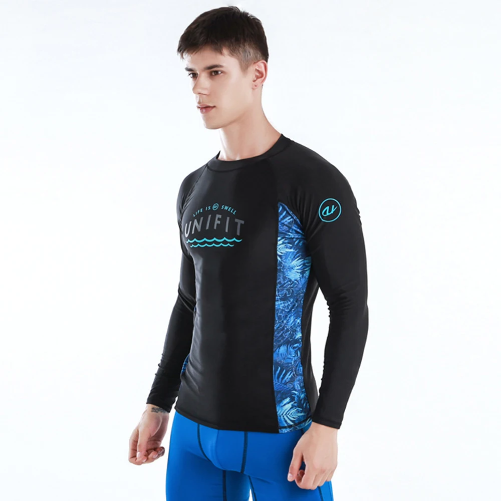 Men's Fashion Long Sleeve Swim T-Shirts Swimwear Beach Rash Protection UV Protection Water Sports Surfwear Swim T-Shirts 2022