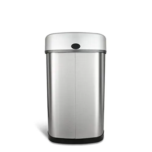 

. Тонкая, стильная мусорная корзина с бесконтактным датчиком движения на 13 галлонов с усовершенствованной системой фильтрации запаха для удаления мусора без запаха.