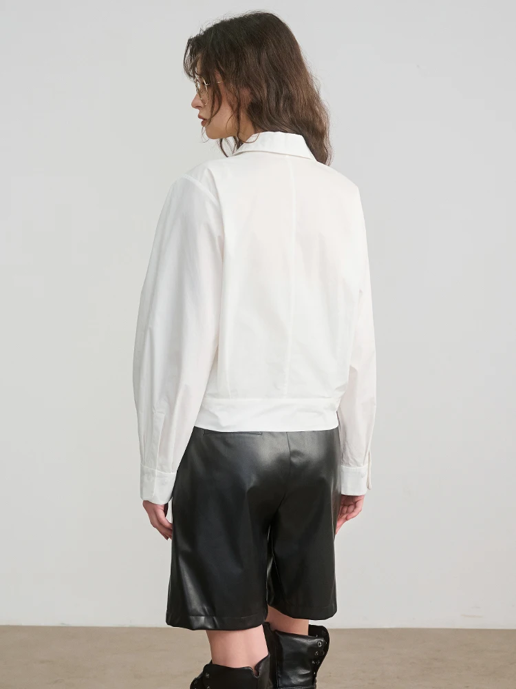 Базовый дом/Baijiahao 00% хлопок молодые ветровые рубашки с лацканами женские весенние