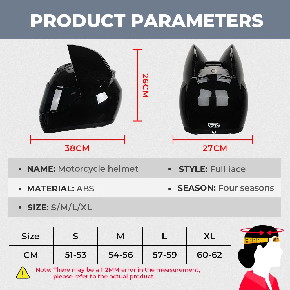 Motorcycle Helmet Full Face Cat Ears Detachable DOT Approved Motorcycle Accessories For Women Men Breathable Capacete de moto enlarge