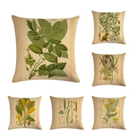 cushion cover green plant flower pillow case cotton linen cushion cover 4545cm sofa home decorative throw pillow zy63
