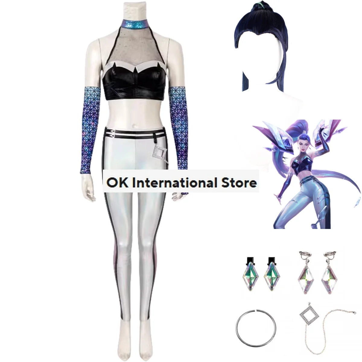 Аниме Игра LOL Kaisa Косплей Костюм дочь игры K/DA ALL OUT S10 Idol SJ Униформа с париком полный