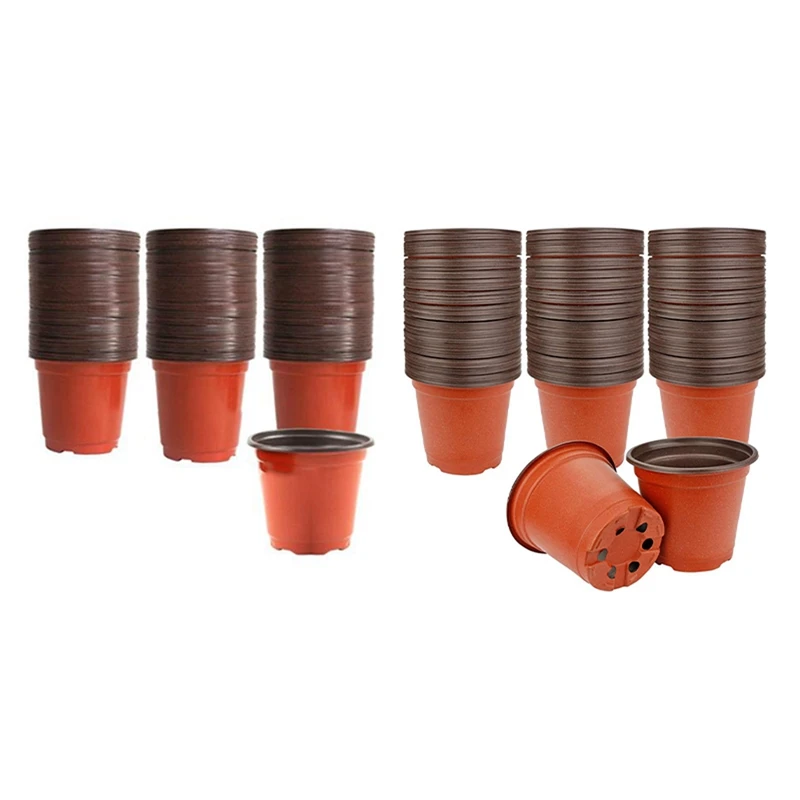 

150Pc 10X9cm Plant Nursery Nursery Pots Round Small Flower Pots & 130 Pcs 10Cm Plastic Plants Nursery Seed Starting Pots