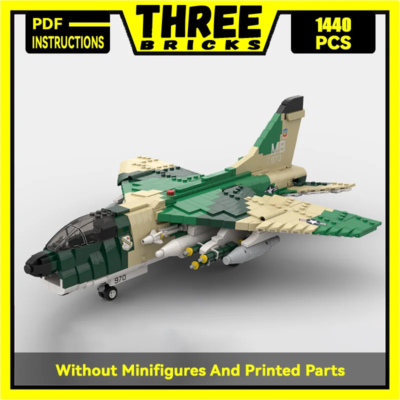 

Military Series Moc Building Blocks 1:35 Scale A-7D Corsair II Model Technology Aircraft Bricks DIY Assembly Fighter Toy For Kid