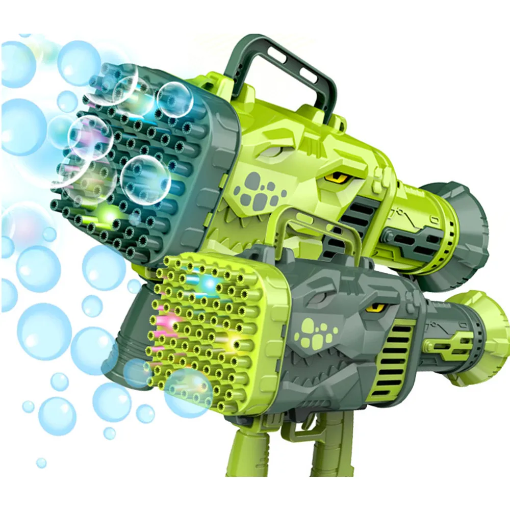 

Dinosaur Bubble Bazooka Gun Maker Machine with 32-Hole and Light Funny Electric Automatic Bubble Maker Party Toy Kids Gift