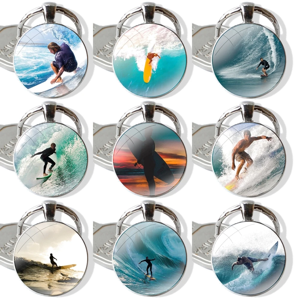 Стеклянный брелок Cabohcon диаметром 25 мм для серфинга ювелирный подарок