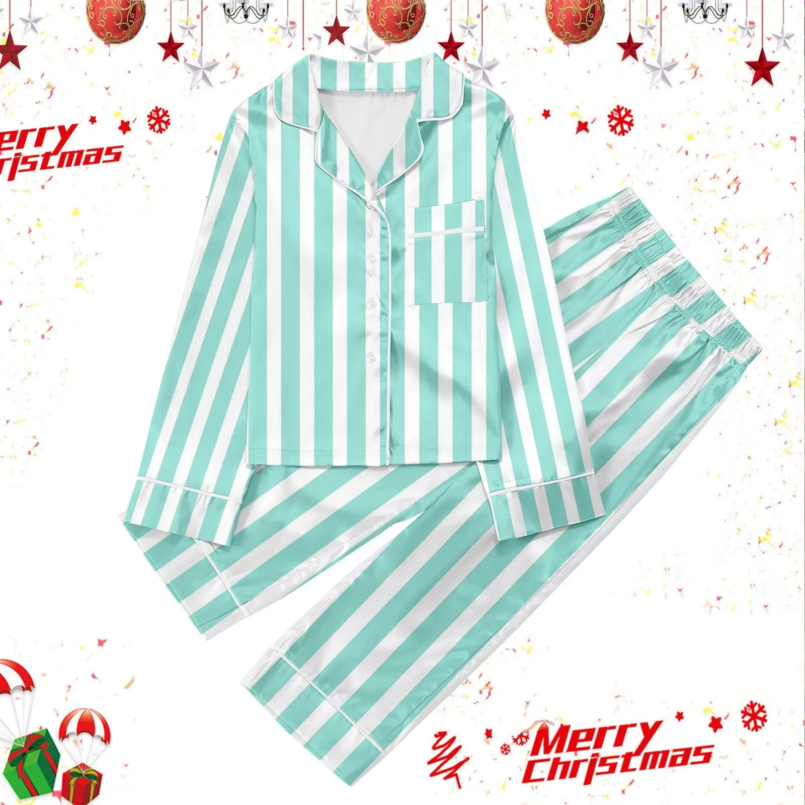 Детский рождественский атласный пижамный комплект для девочек топ с короткими