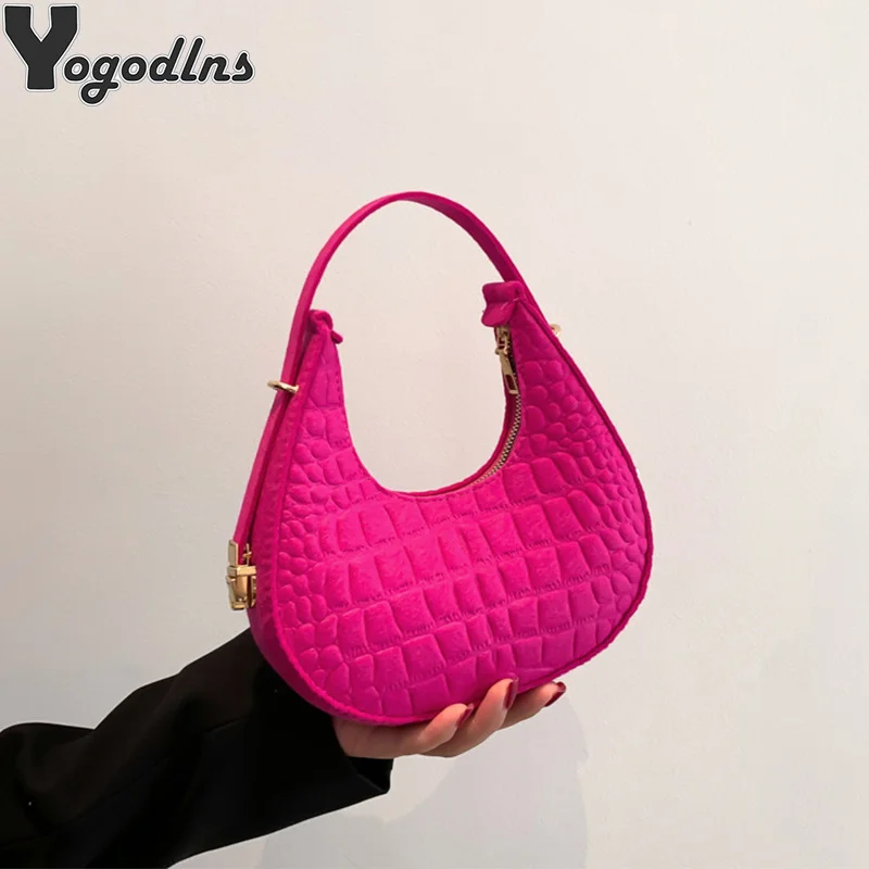 

Fashion Luxury Design PU Leather Shoulder Hobo Bag Women Clutch Handbag Purse Female Solid Color Underarm Bag Small Shopper Tote