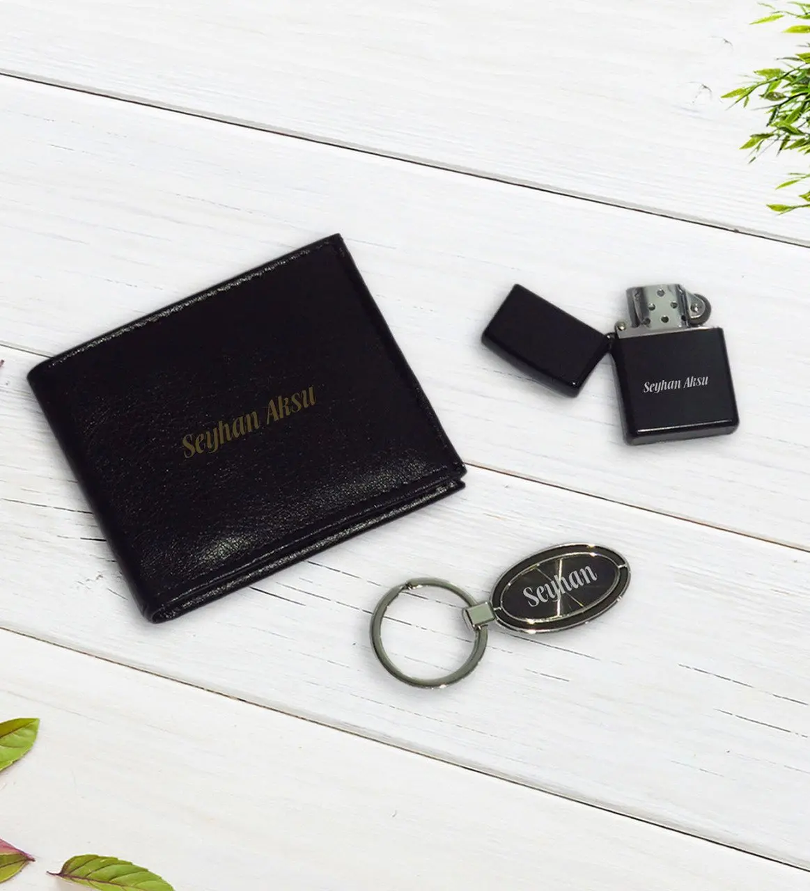 

Personalized Wallet & Cigarette Lighter & Keychain Gift Set